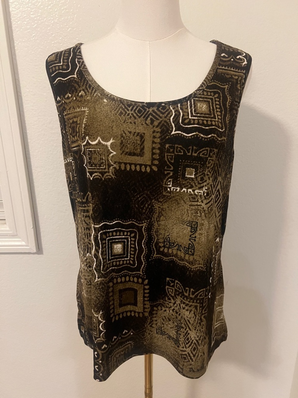 Islander Black and Gold Geometric Tank Top